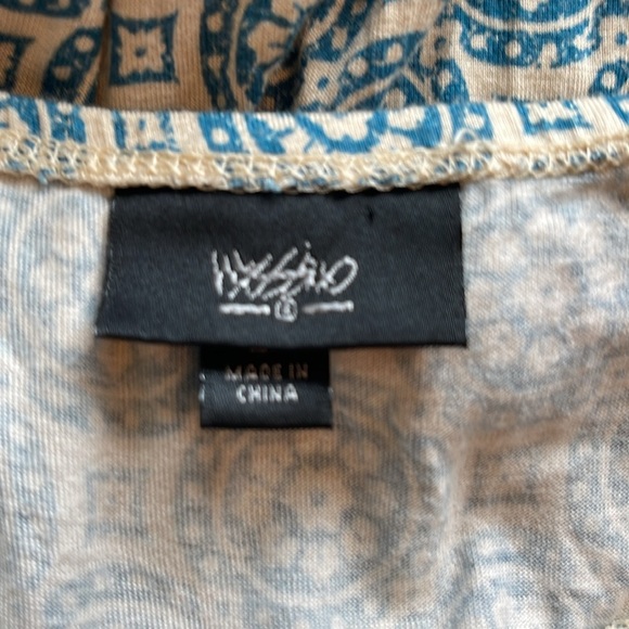 Massimo - blue & beige boho maxi dress - wrap v neck - spaghetti straps - Size L - Picture 3 of 5